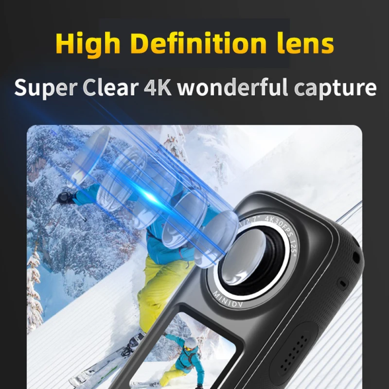 4K Action Camera WiFi Sports Camera 150°Wide Angle Lens 1.4" Touch Control Screen Anti-Shake IPX6 Waterproof for Outdoor Sports 5