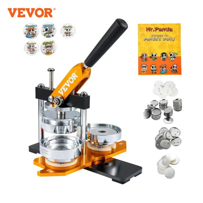 VEVOR 75mm Button Maker Machine Badge Punch Press Button Making Supplies with 100pcs Parts & Circle Cutter & Magic Book button maker machine