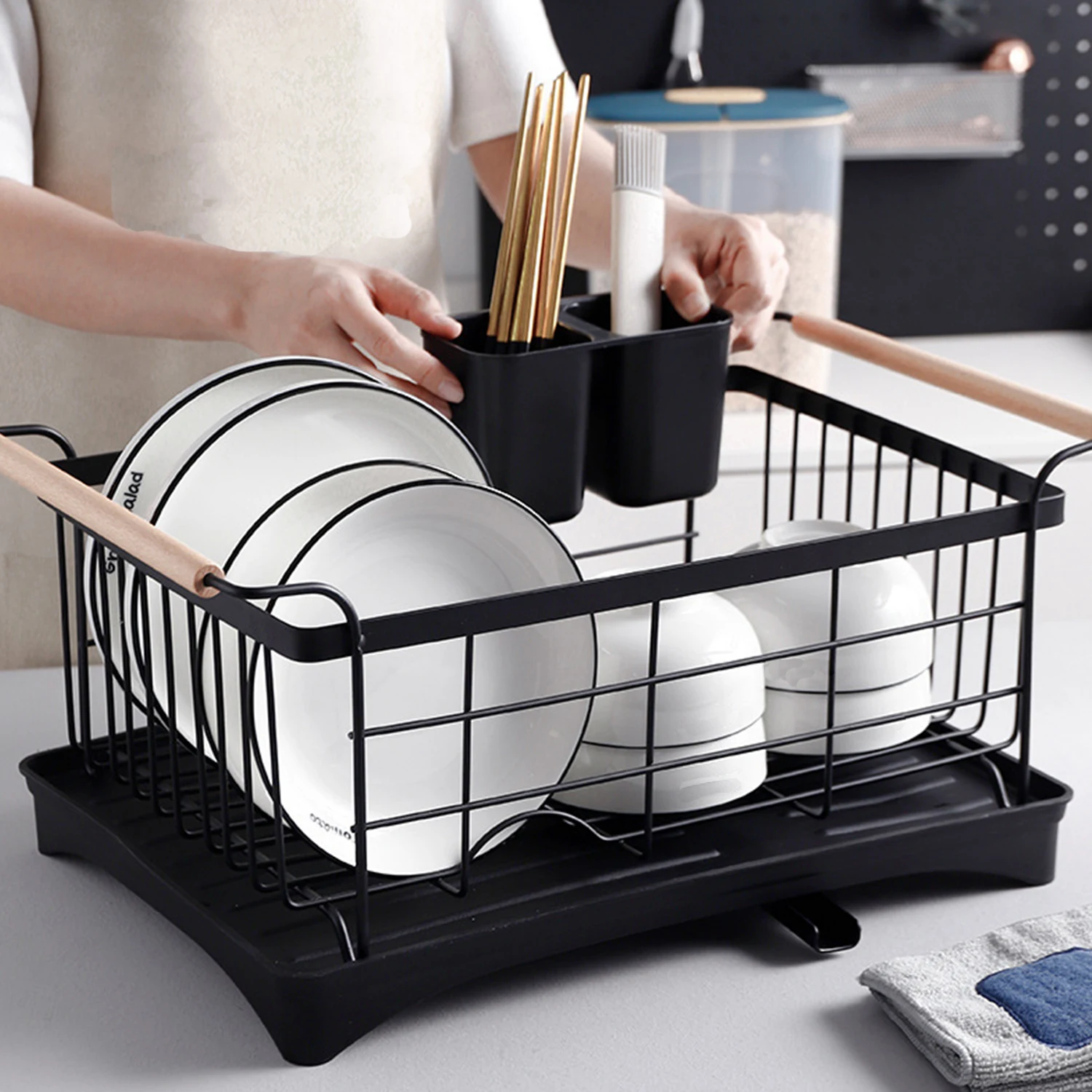 Multifunction Dish Drying Rack with Drainboard Dish Storage Racks Utensil  Holder and Knife Slots Dish Drainer for Kitchen Sink - AliExpress