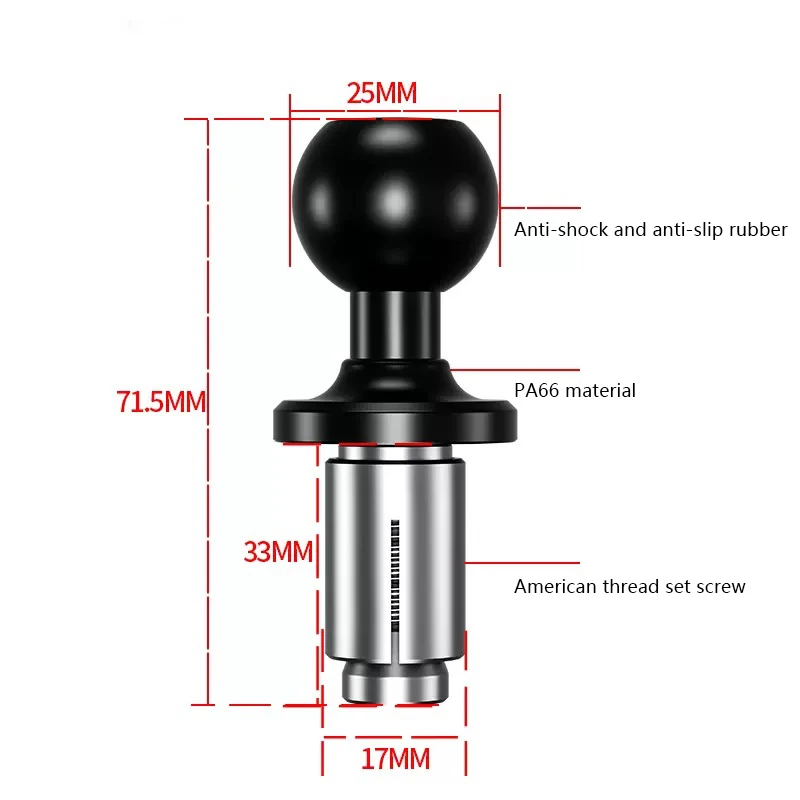Adattatore Per GoPro Con Sfera Da 1 Pollice (2,5 Cm) E Vite Zigrinata - Compatibile RAM, Osmo Action, Xiaomi YI 4K, AKASO - 3