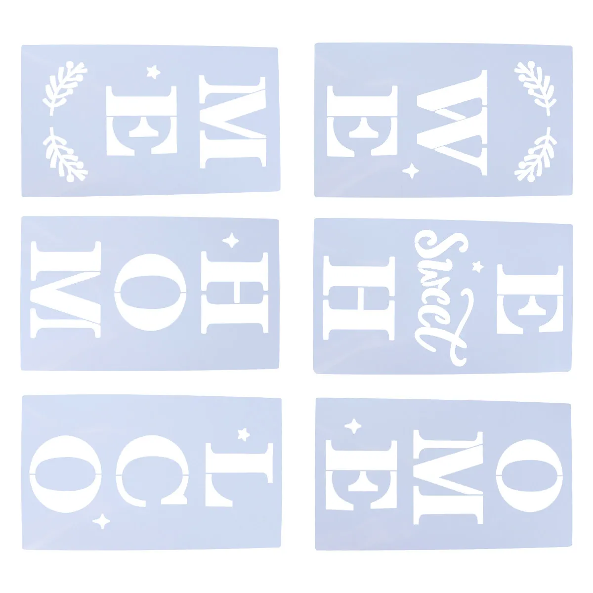 6Pcs 휴대용 재사용 가능한 스텐실 세트 DIY 홈 장식 그림용 속이 빈 글자..