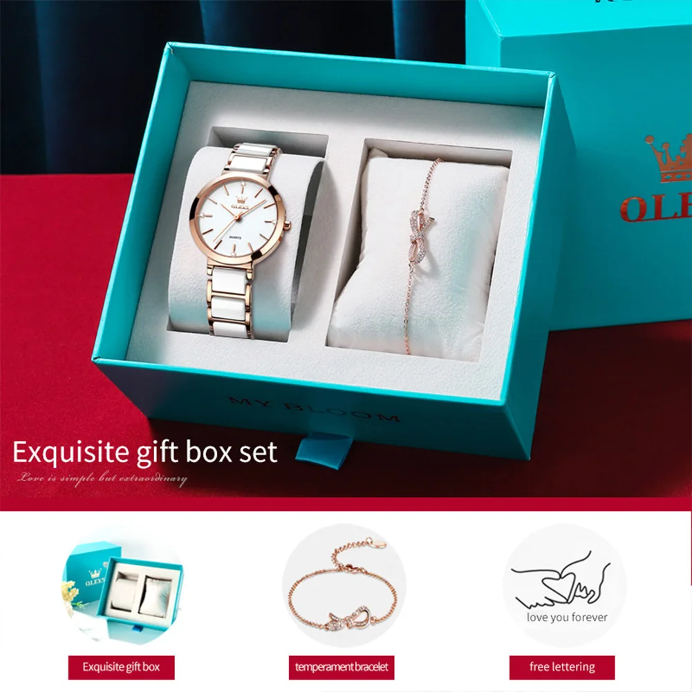 OLEVS 5877 Japan Quartz Women Watch Ceramics Watchstrap Luxury Elegant Ladies Bracelet Watch for Women Relogio Feminino women watches