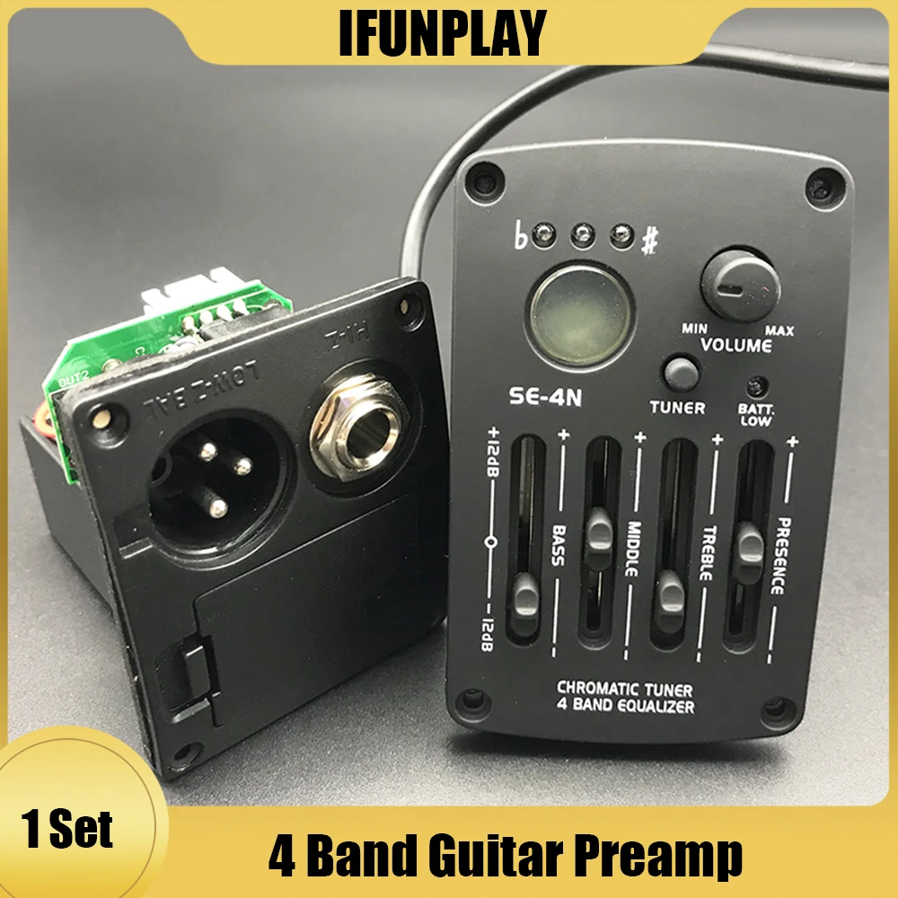 Preamp Piezo 4 Bande EQ Accordatore Pickup Per Chitarra