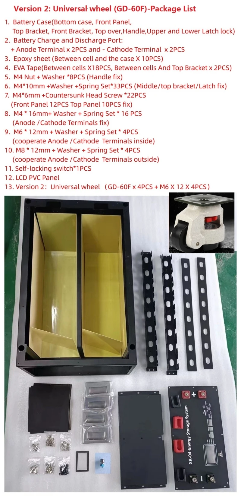 JBD BMS Power Box LiFePO4 Battery Case Stacked Solar Home Energy Storage 16S 51.