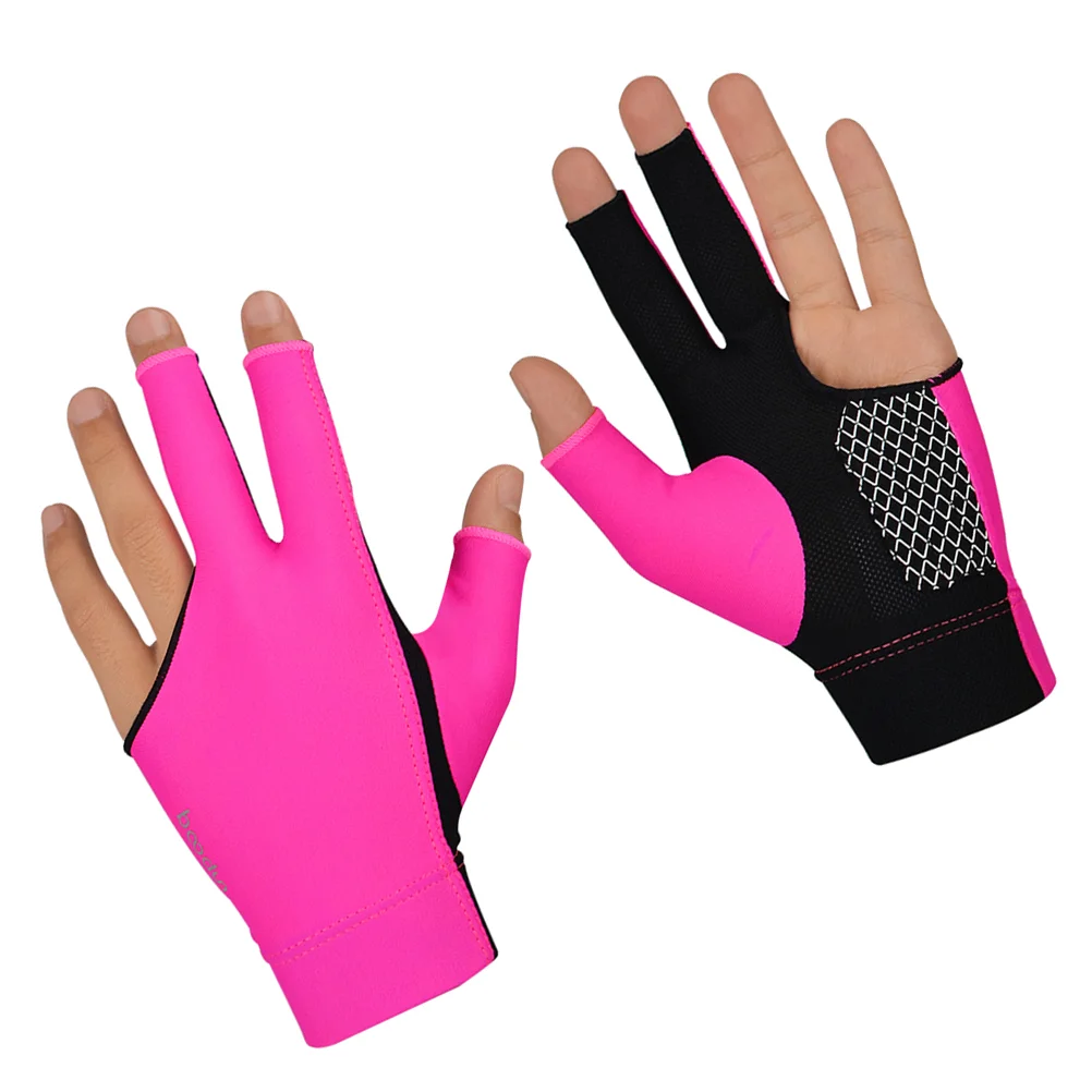 Three Finger Anti Slip Billiards Glove Elastic Wrist Band Wear Resistant Comfortable Snooker Glove Portable Pool Game