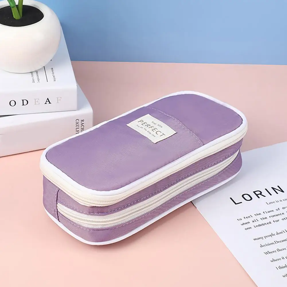 

Pencil Case with Multiple Storage Compartments Spacious Macaron Preppy Pencil Cases Stylish Organizers for School for Students