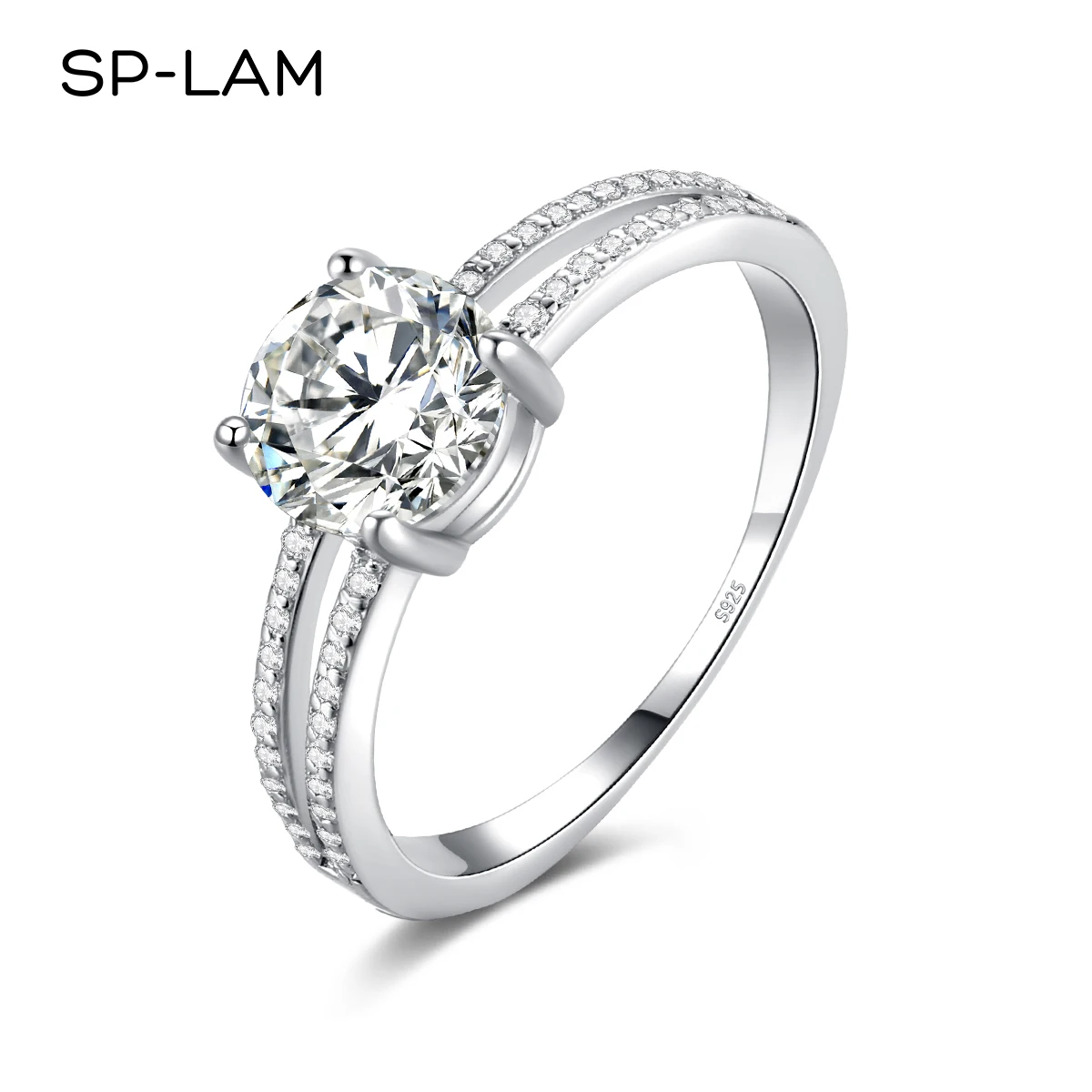 

SP-LAM Moissanite New Eternal Ring 925 Sterling Silver Classic Design Elegant Engagement Gift Ring For Women Wedding Accessories