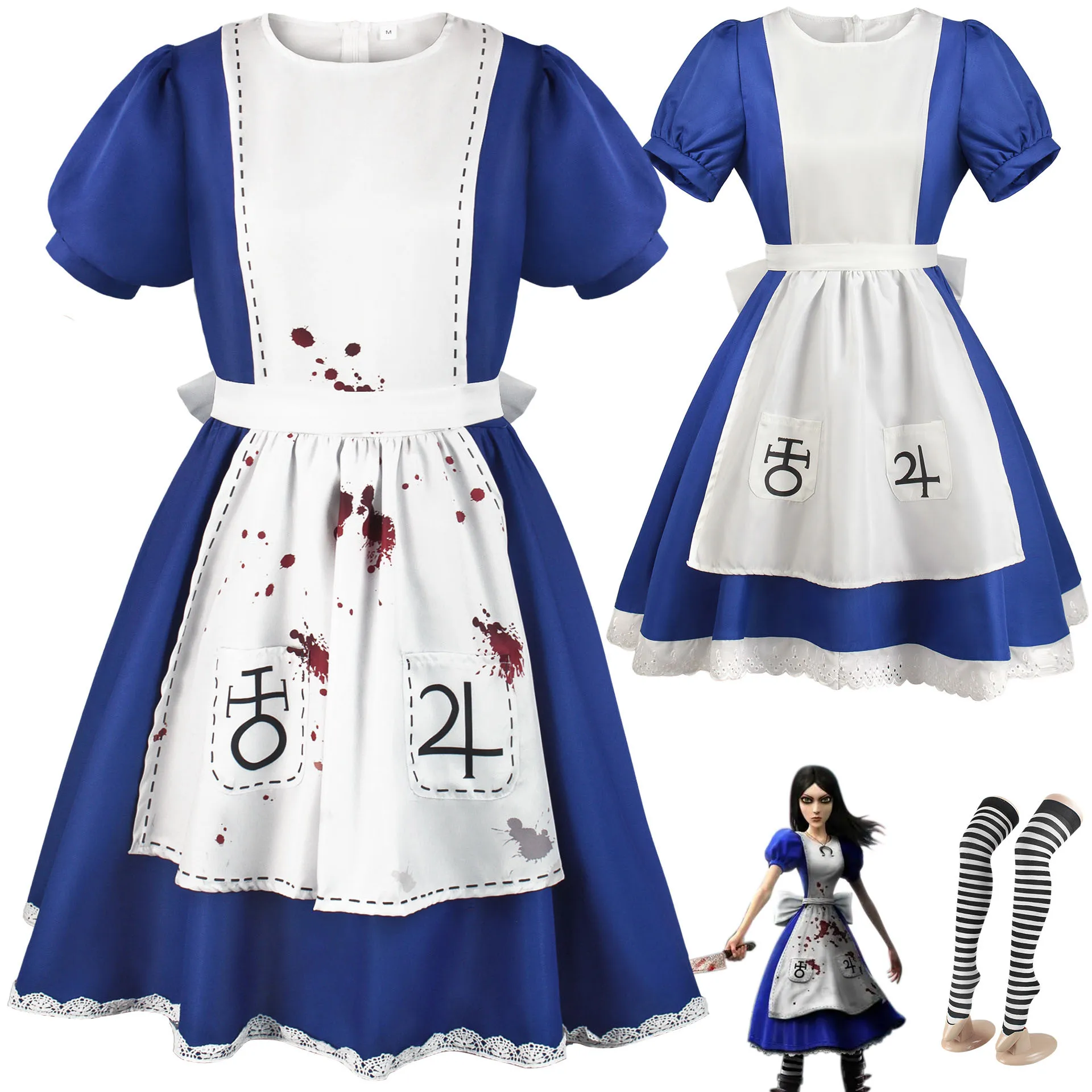 Gioco Alice: Madness Returns Costume Cosplay Alice Maid Dress Uniform Adult Women Halloween Carnival Party Clothes Set