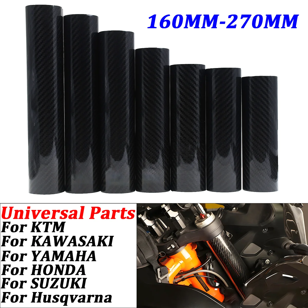 Universal 160mm 178mm 202mm 225mm 248mm Carbon Fiber Gabel Schutz Wrap Abdeckung Für Die Meisten motocross Dirt Bike Motorrad Teile