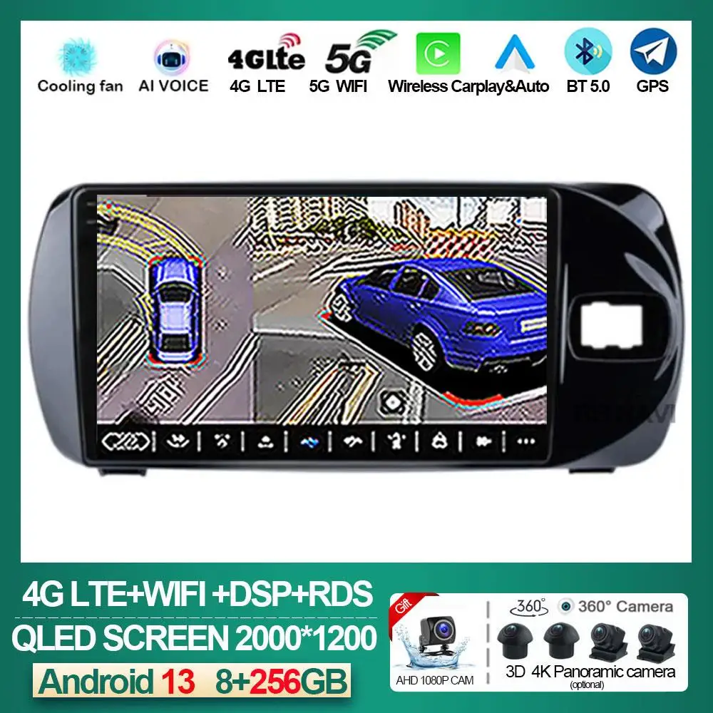 

Android 13 GPS Navigation Audio DSP Stereo Carplay For Toyota Vitz 3 XP130 2014 2015 2016 2017Car Radio Multimedia Player