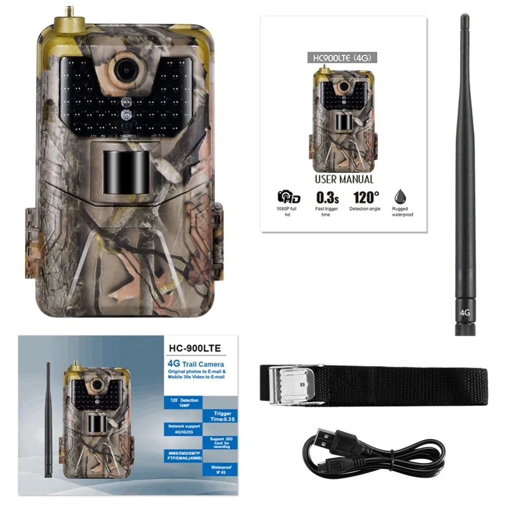 Outdoor 4G Trail Hunting Camera 20MP Trail Camera 940nm Photo Traps 0.3s MMS/SMS/SMTP/FTP Wild 44LED IP65 HC900LTE