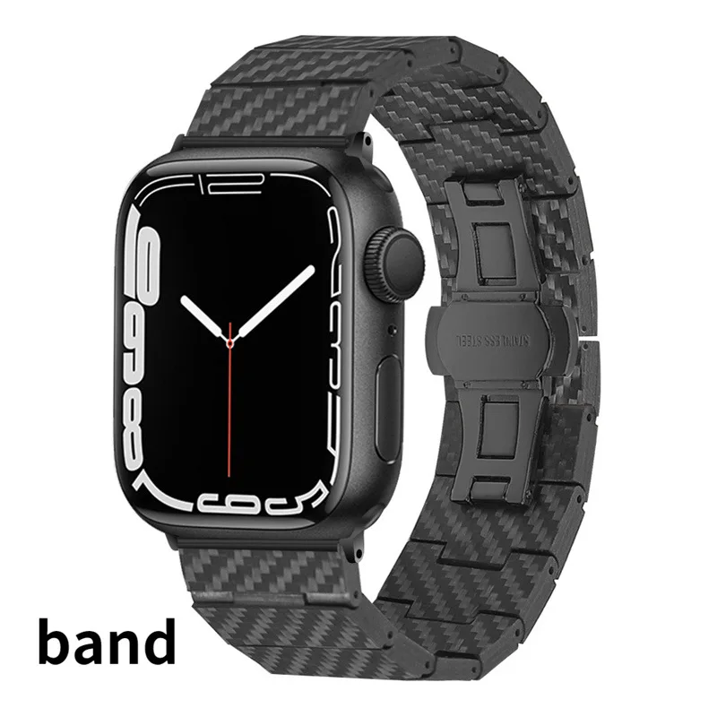 

Carbon Fiber Strap For Apple Watch Band 45mm 44mm 42mm 41mm 40mm 38mm Lightweight Link Bracelet belt for iWatch 3 4 5 6 SE 7 #F0