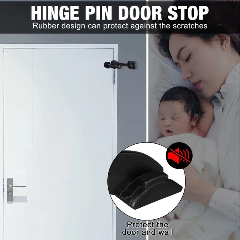 B-Est 20 Pieces Hinge Pin Door Stops Satin Brushed Door Stopper Adjustable Heavy Duty Hinge Stopper
