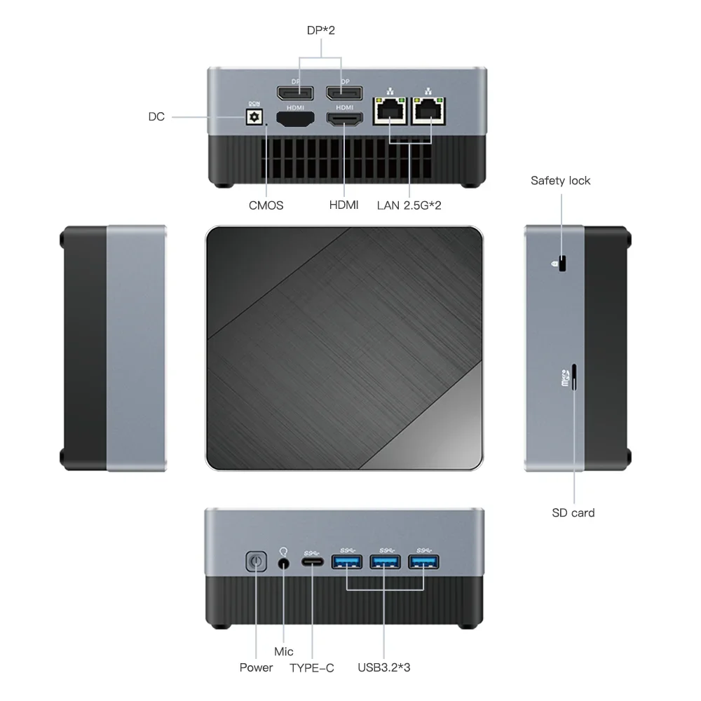 Mini PC Computer Gaming Intel Core i3 115G4  i5 1340P 1335U CPU NUC Office DDR4 NVMe Gaming Mini Computer HDMI VGA Four Display 2