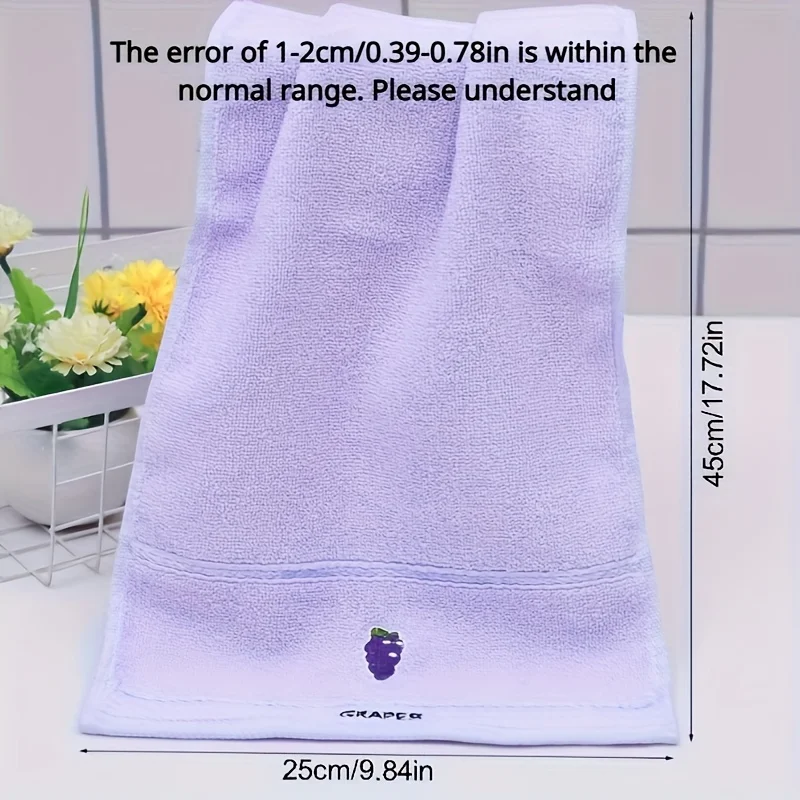 Soft Embroidered Fruit Pattern Towel - Water Absorbing Quick Drying Face Wash Towel, Suitable for Bathroom Use