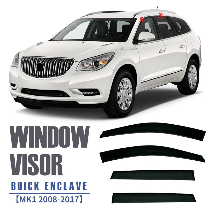 

For BU-ICK ENCLAVE 2008-2017 2020-2023 Plastic Window Visor Vent Shades Sun Rain Deflector Guard 4PCS/SE