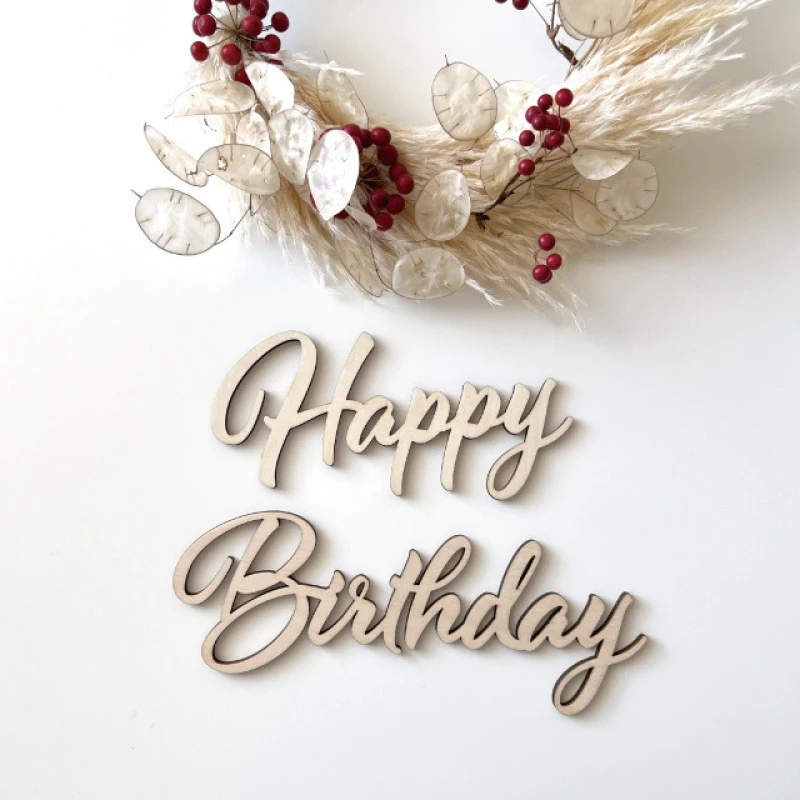 Wooden Birthday Sign Happy Letter Sign Cutout Hanging Emblems Decor Background Props Wall DIY Dining Room Party
