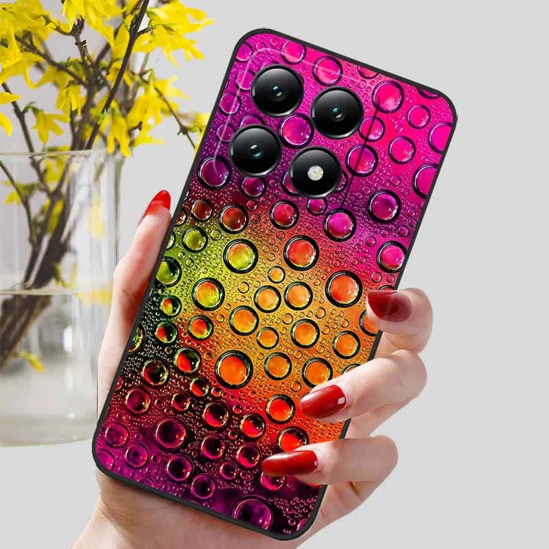 Floral Print Soft TPU Silicone Phone Cover with Black Bumpers