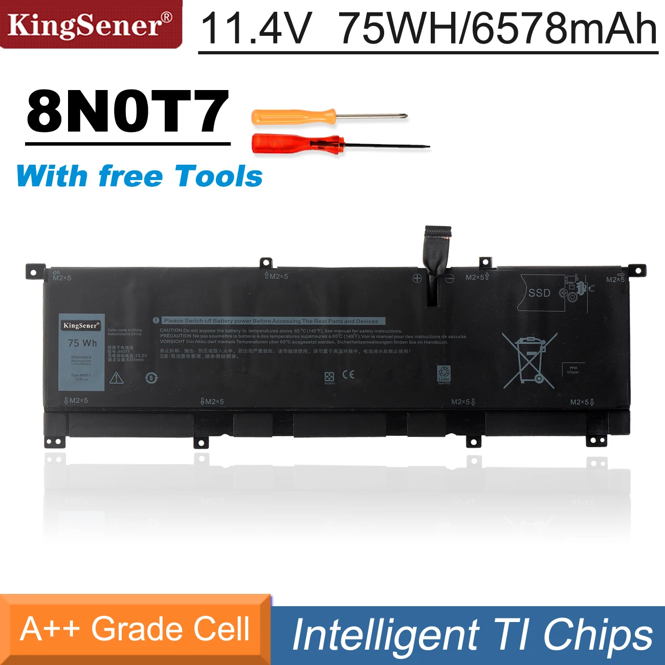 Series Bateria do Portátil 8n0t7 75wh P73f Dell Precision 5530 em Xps 15 9575 Tmfyt Ferramentas Gratuitas Kingsener2-in1