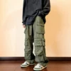 2023 Men Cargo Pants Multi-Pockets Tool Pants Harajuku Mens Vintage Loose Wide Leg Pants Streetwear Casual Hip-Hop Trousers 1