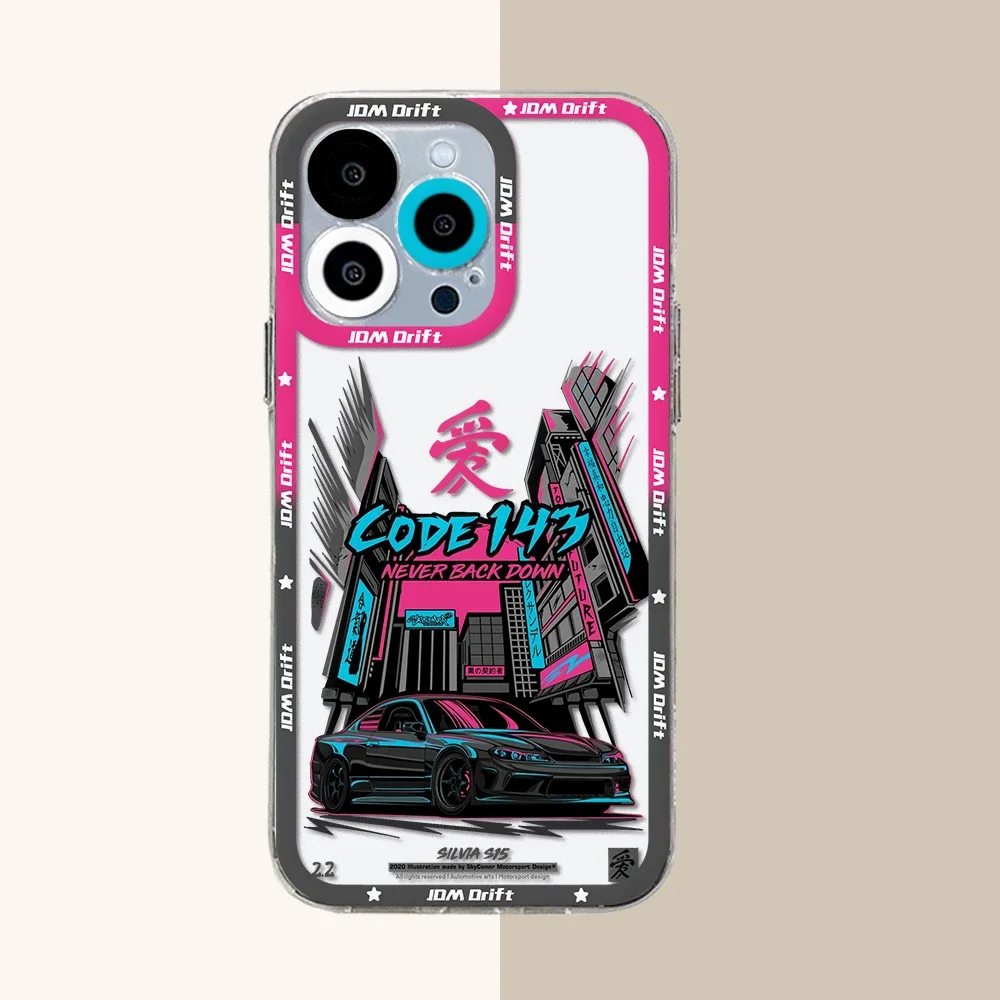 Tokyo JDM Drift Sports Car Transparent Soft Silicone Phone Case