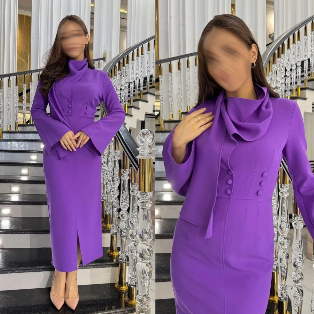 Prom Dress Satin Button Formal Evening A-line High Collar Bespoke Occasion Dresses Ankle-Length Saudi Arabia prom dress satin button formal evening a line high collar bespoke occasion dresses ankle length saudi arabia