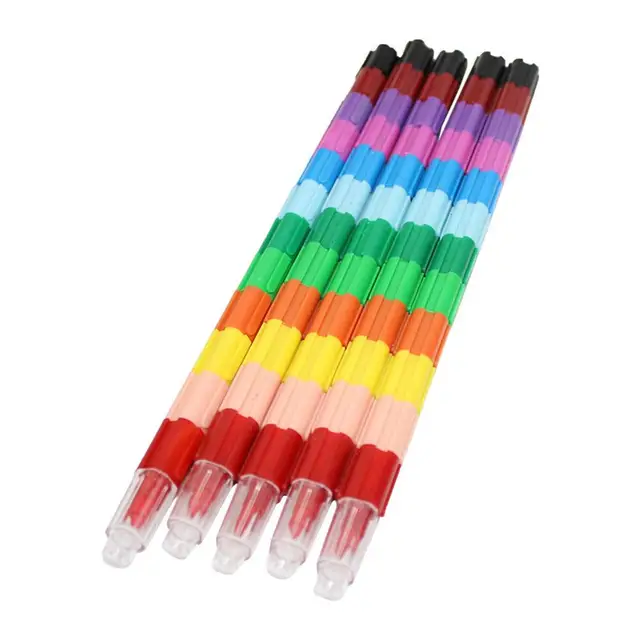 10x Stackable Buildable Crayons Mini Rainbow Stacking Crayon Pen Colorful  Stacker Crayon Stacking Crayons for Children Boys Gift - AliExpress