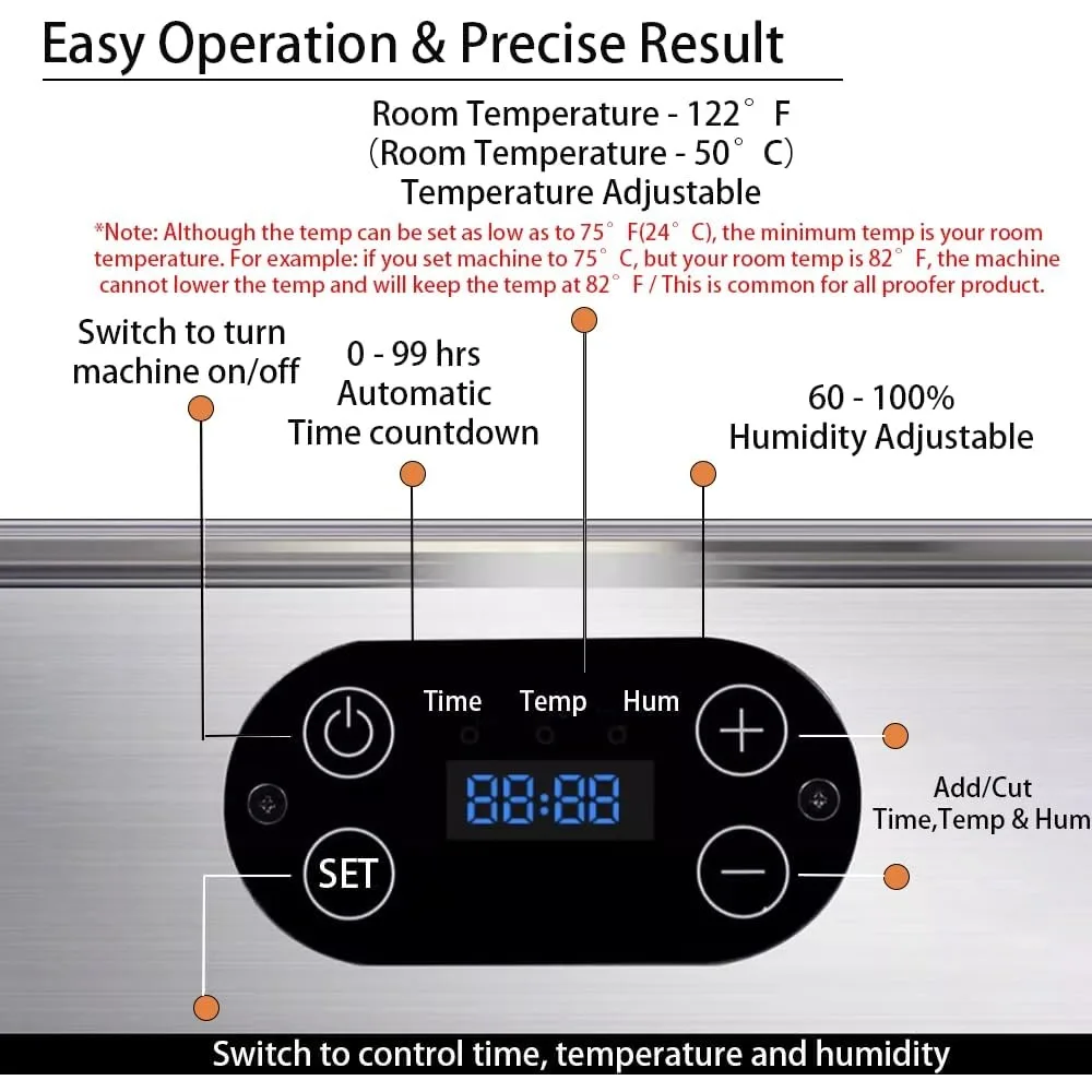 Bread Maker, Electric Bread Dough Proofer Machine, Accurate Humidity Control & 0 - 99 Hrs Timing Control, Bread Maker 4