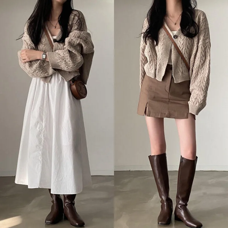 

Women Cardigans 2023 Autumn Winter Single Breasted Knitwears Long Sleeve Warm Knit Cardigan Korean Fashion Spring Casual Sweate