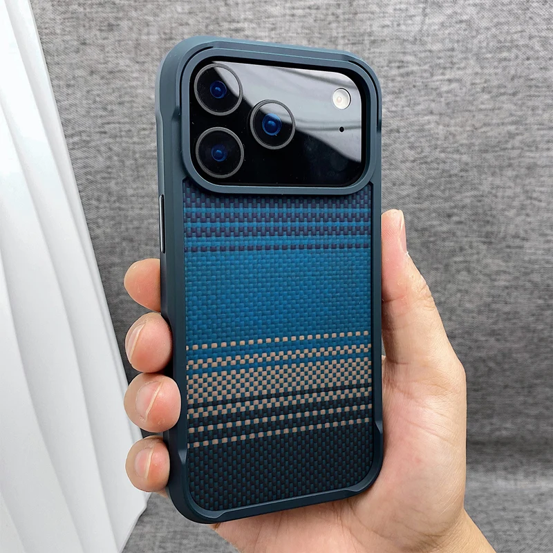 Carbon Fiber Texture Silicone Magnetic Case with Shockproof Protection and MagSafe Compatibility