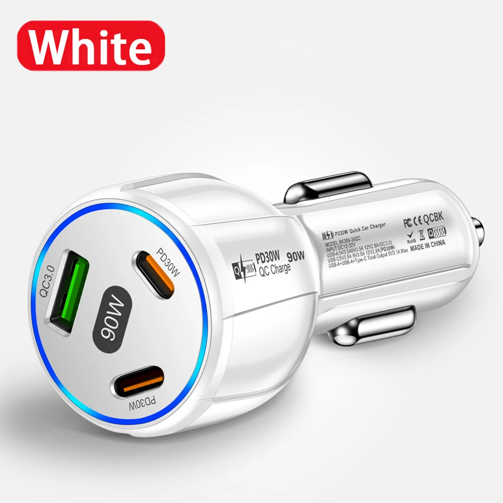 5 Ports USB Car Charger 75W PD Type C Fast Charging Charger In Car For iPhone Sa