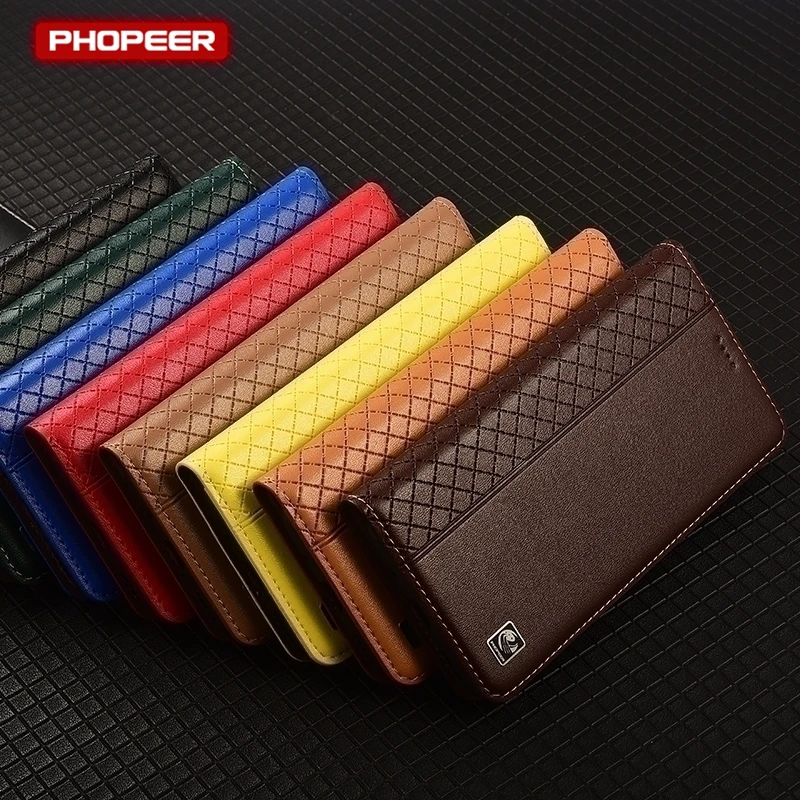 Premium Genuine Leather Wallet Case with Flip Magnet Slot