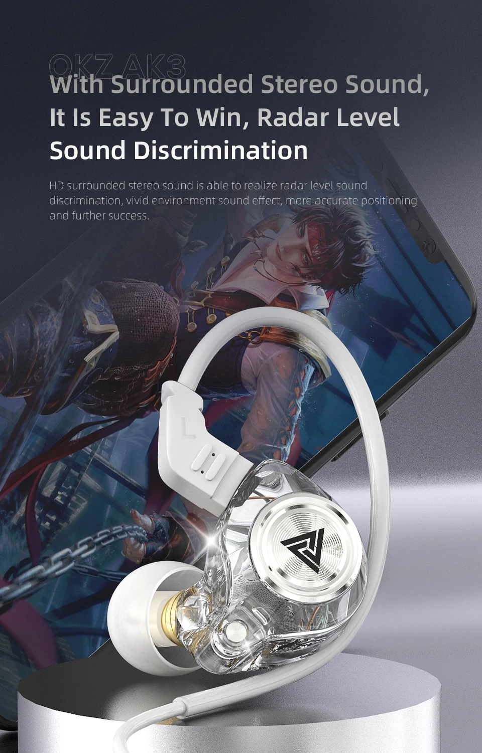 AK3 FiLe Wired Earphone with Microphone HiFi Music Monitor Bass Headphones Noise