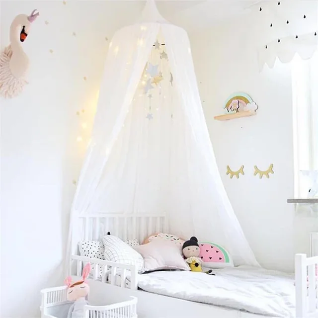 Tentes de maison de jeu pour enfants, rideau de lit CAN Amendments, tente de face pour bébé, décor de chambre d'enfant, moustiquaire bretonne ronde, cantonnière 5