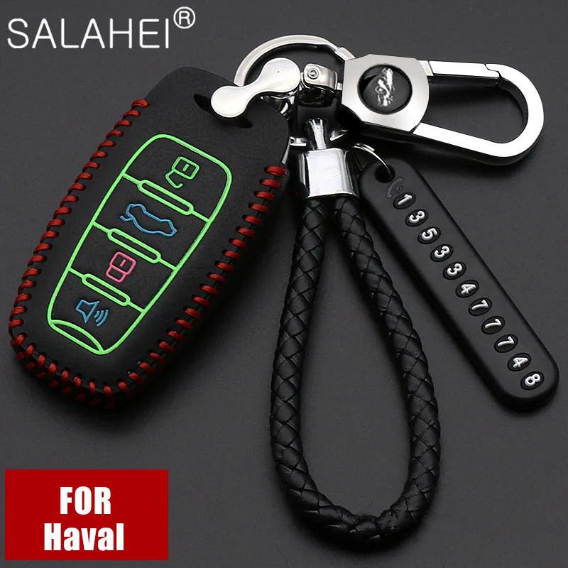 Luminous Car Key Case Shell For Great Wall Haval Coupe H7 H8 H9 GMW H6 Smart Cover Color Stripe Remote Fob Shell Case Keychain