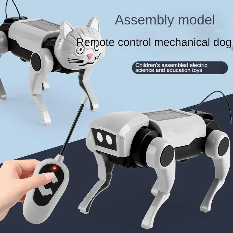 Children's Remote Control Mechanical Dog RC Animals Toy Science Teaching DIY Assembling Model Electric Set Toys for Kids Gifts