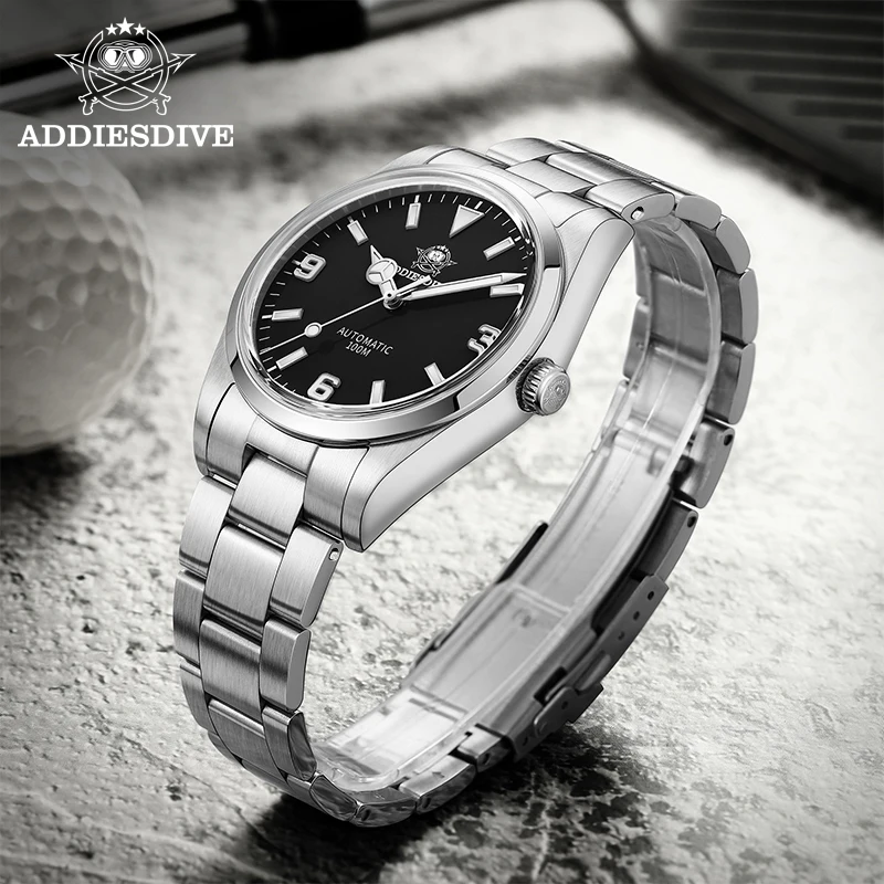 ADDIESDIVE AD2112 Luxury Men's Watch 38mm 316L Stainless Steel Sapphire Glass 100m Diver Reloj Hombre Automatic Mechanical Watch