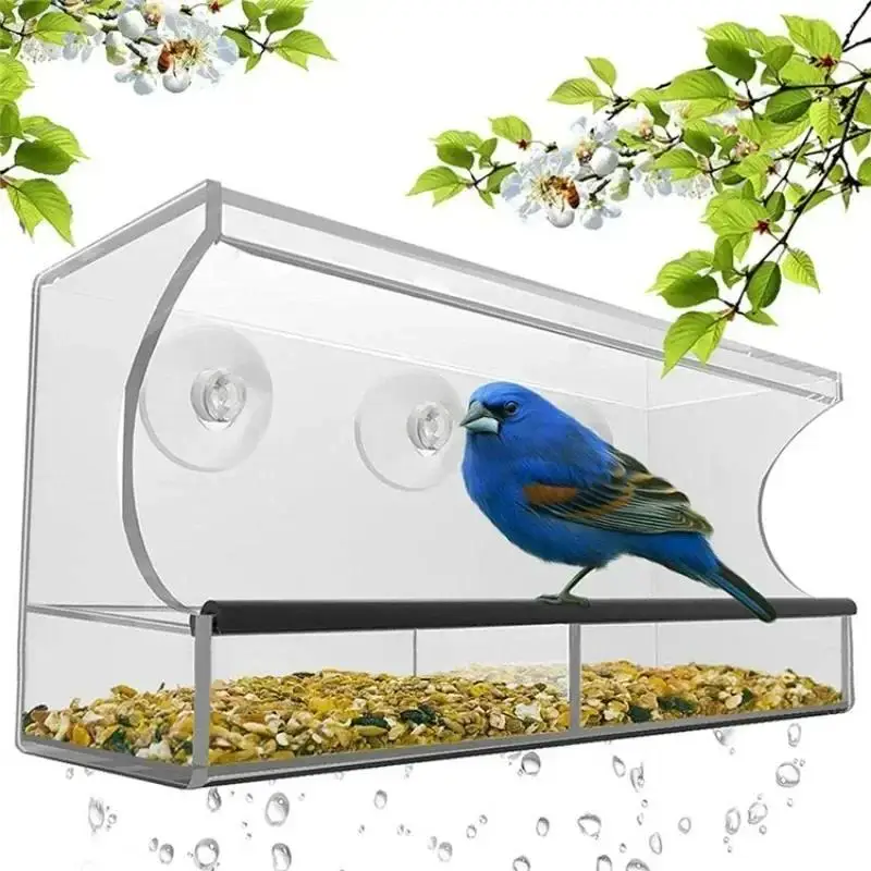 Practical Bird Feeder Transparent Food Dispenser House Outdoor Window Birdfeeder Water Finches Chickadees Bird Feeder Parrot Feeder