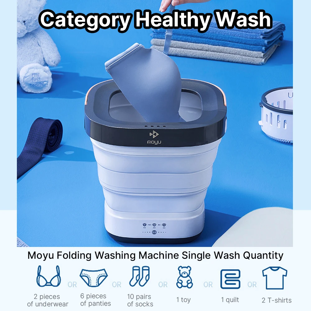 Moyu 2 in 1 Mini Folding Washing Machine Portable Underwear Bucket