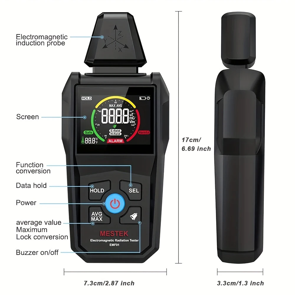 MESTEK EMF01 전자기장 방사선 감지기 고스트 헌팅 디지털 LCD EMF 측정기 (가정, 사무실, 공유기, 전자레인지용)