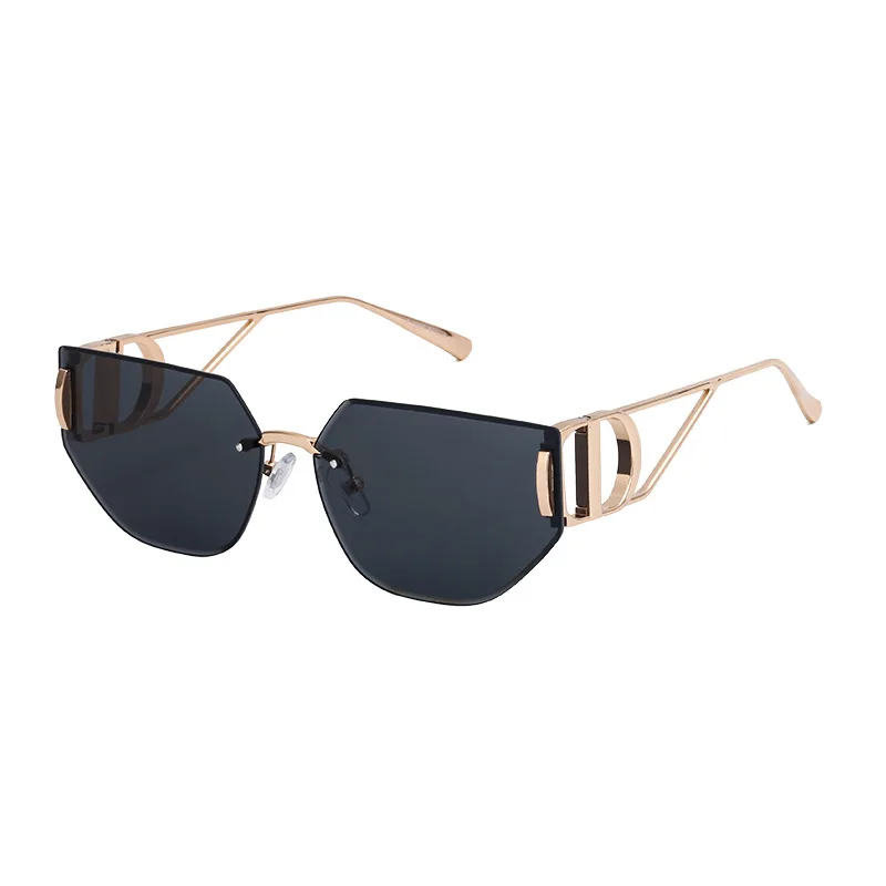 

INS New Women's Frameless High end Metal Sunglasses Fashion Men's Trendy Driving Goggles Brand Designer Designed Windshields