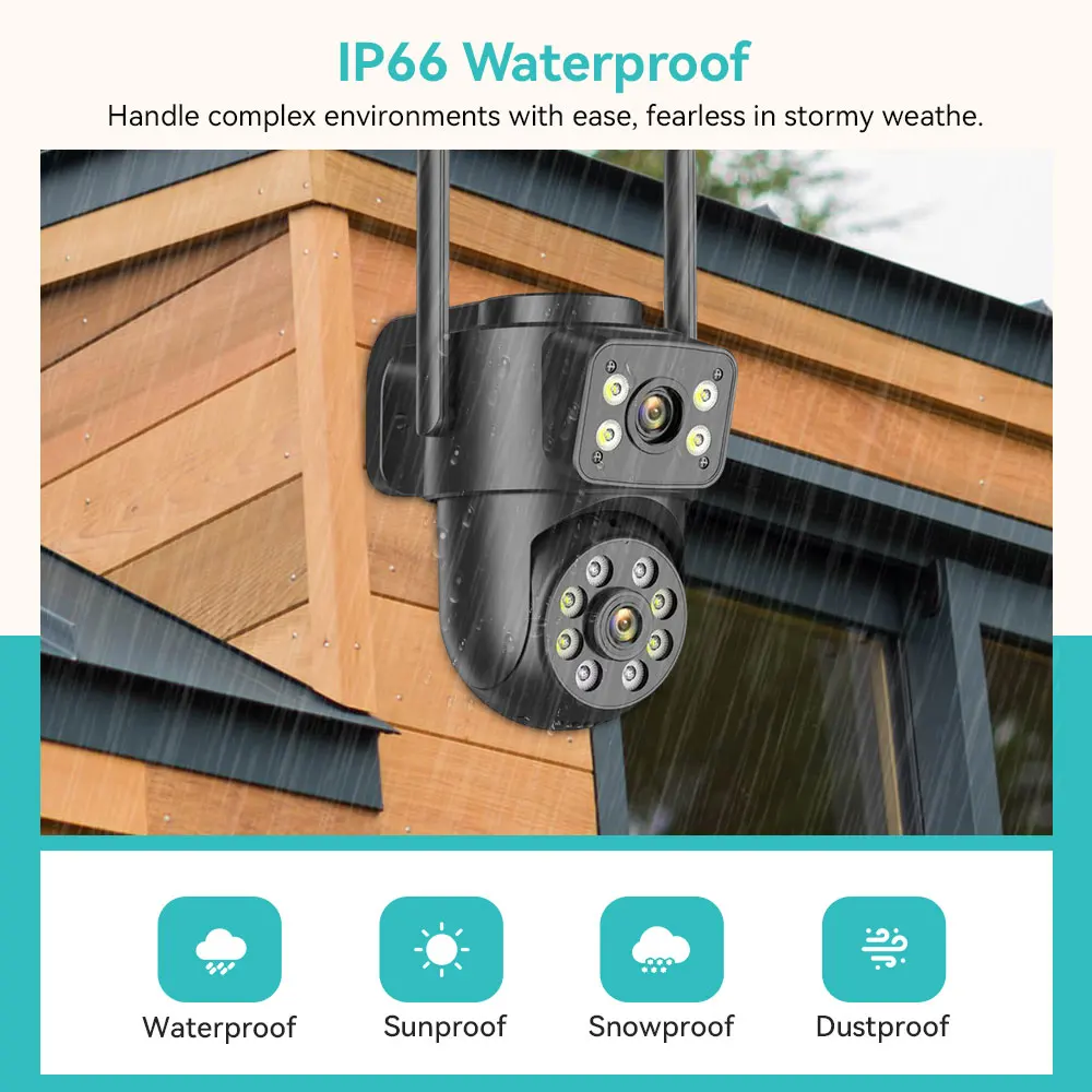 4K 8MP PTZ Wireless WiFi Surveillance Camera Dual Screen IP66 Waterproof Outdoor CCTV Security Camera AI Human Detection iCSee 2