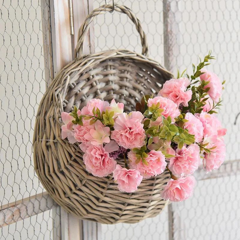 Hand Made Rattan Vase Eco-Friendly Wall Hanging Vase Container Storage Basket Wicker basket Nest Flower Pot Home Decoration