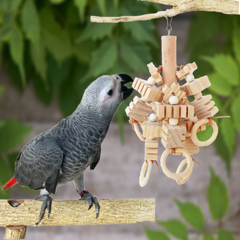 Large Parrot Toy Tearing Natural Wooden Blocks Bird Chewing Toy Parrot Cage Bite Environmental Protection Bird parrot toy bird toy