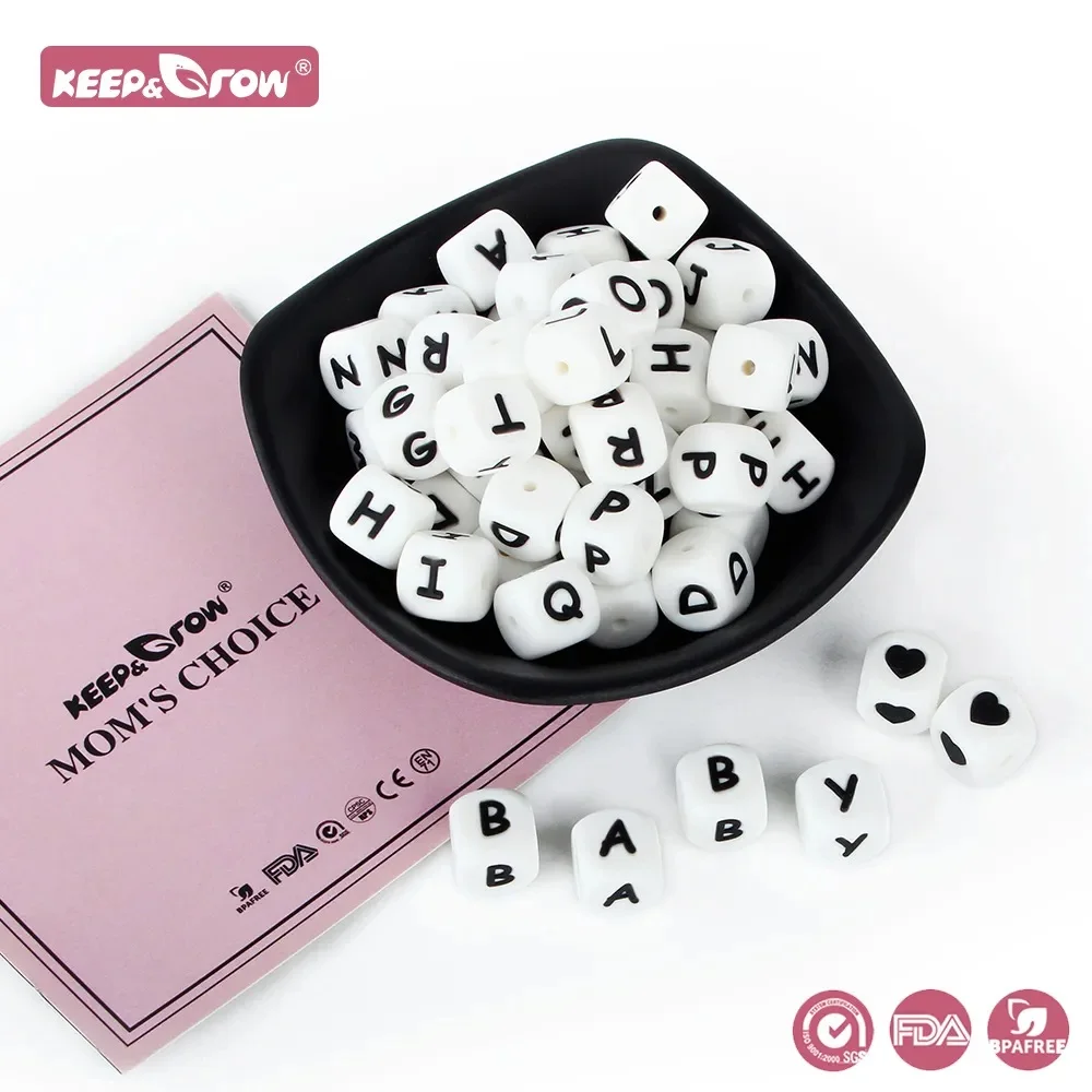 Silicone Letters Beads 12MM English Alphabet For Personalized Name DIY Pacifier Clips Teether Toys 26/50/100/300/1000Pcs