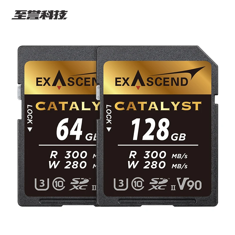 Exascend ī޶  SD ī, 64GB V90 UHS-II Catalyst ø, 128GB U3 б ӵ, ִ 300 mb/s SDXC Ŭ 10 ޸ ī