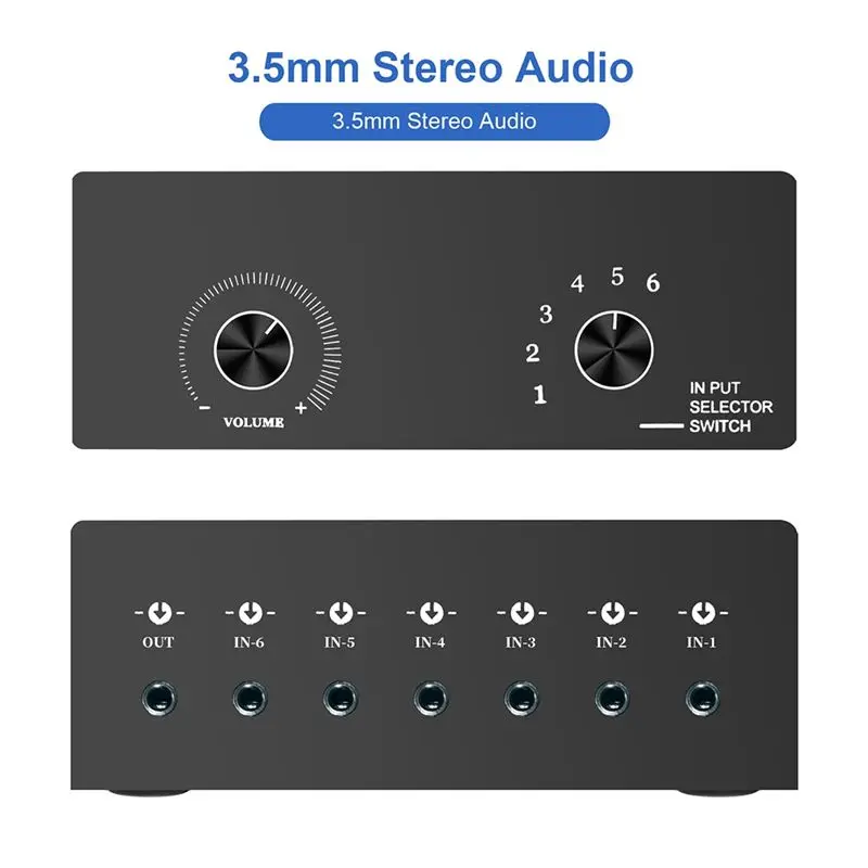 3.5Mm 헤드폰 앰프 헤드폰 앰프 ABS 6 In 1 Out 헤드폰 스위처 휴대용 Hifi 헤드폰 앰프-A86G