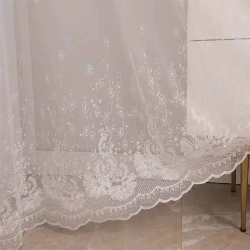 Modern White Sheer Curtains For Living Room Embroidered Luxury Voile Curtain Bedroom Bathroom Tulle Curtains Window Drapes