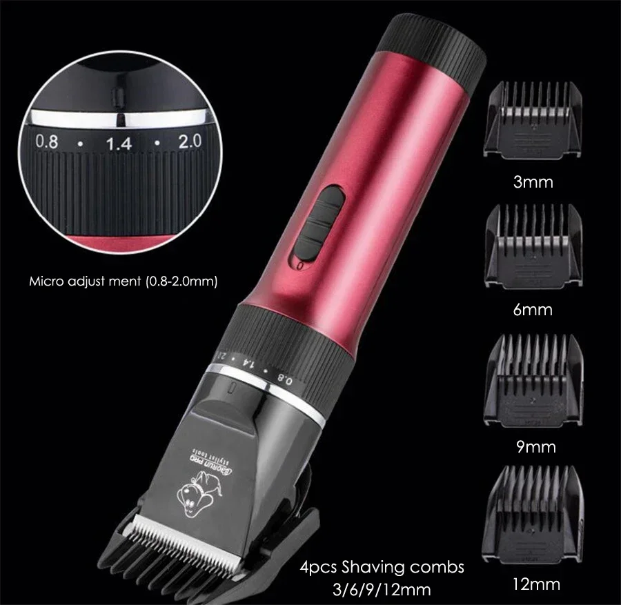 BaoRun P6 Professional Rechargeable Pet Clipper Dog Hair Trimmer Hair Remover Dog Grooming Machine 3/6/9/12mm Blades Optional