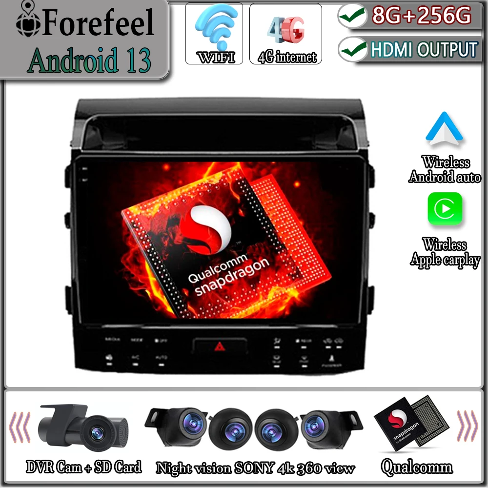 

Qualcomm Snapdragon For Toyota Land Cruiser 11 200 2007-2015 Android 13 Multimedia Auto Radio Navigation GPS DVD Car Player BT